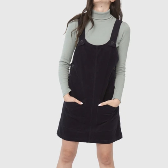 Wrap London Black Heavy Cotton Twill Pinifore Jumper Dress - Size 10 - Picture 1 of 14